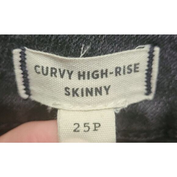 Madewell Women’s Curvy High Rise Skinny Jeans Black Distressed 25P Petite EUC - Picture 4 of 7